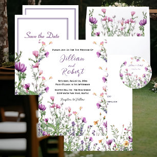 Wildblumengarten Elegante lila Hochzeit Banner