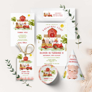 Rote Landtiere 2. Geburtstag Party Einladung