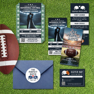 Das perfekte Match-Fußball-Hochzeitmonogramm Runder Aufkleber