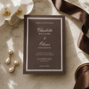 Klassische dunkelbraune Hochzeit im Stil des alten Einladung