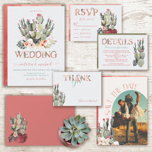 Terra cotta and Cactus Wedding Einladung