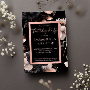 Elegante schwarze Rose Gold Geburtstag danke Ihnen Runder Aufkleber