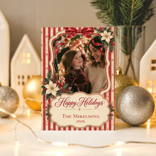 Kokette Retro Bonbonstreifen Weihnachten Geschenkpapier