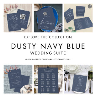 Wir machen Skriptdusty Navy Blue QR Hochzeit Einladung