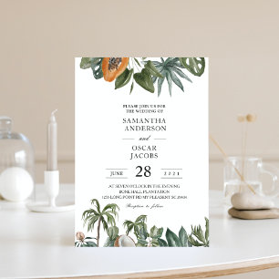 Trendy Tropical Watercolor Green Blätter Poster