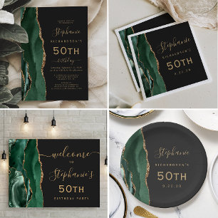 50. Geburtstag Emerald Green Gold Agate Willkommen Poster