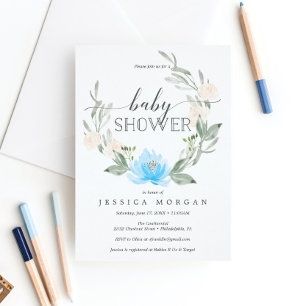 Pastel Blue Baby Dusche Einladungs-Dusche lädt zu Einladung