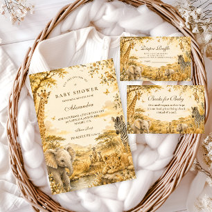 Zeitloser Gold-Safari-Junge-Baby-Shower Serviette