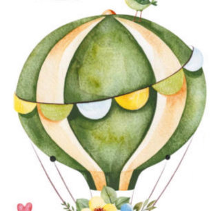 Sage Green Hot Air Ballon Floral Girl Babydusche Einladung