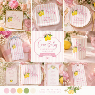 Ciao Baby Lemon Bows Mädchen Baby Shower Einladung Pappteller