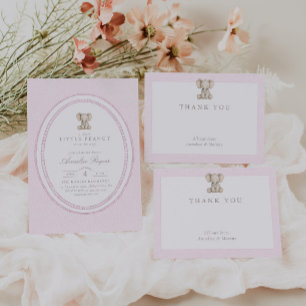 Feminine Rosa Elefanten-Baby-Party Dankeskarte
