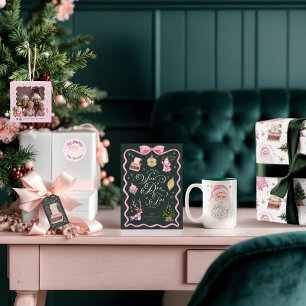 Retro Vintag Merry & Pink Wasserfarbe Weihnachtsma Zweifarbige Tasse