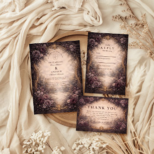 Gotische Barock-Rosen-Hochzeit RSVP Karte