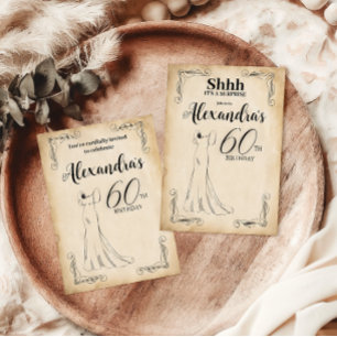 Vintages elegantes Kleid 60. Überraschung Geburtst Einladung