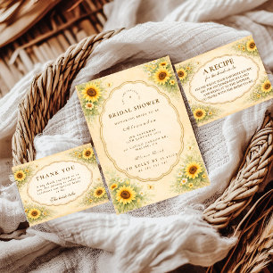 Vintage-Sonnenblumen-Garten-Braut-Shower Dankeskarte