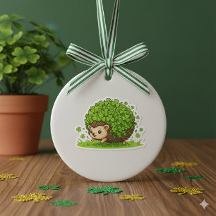 Retro Glückskleeblatt-Igel St. Patrick's Day Keramik Ornament