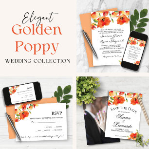 Summer Golden Poppy Wedding Einladung
