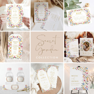 Farbenfrohe Wildblume Frühjahrswiese Save the Date Ankündigungspostkarte