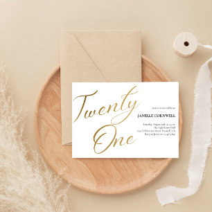 Minimalistisches Script weiß und Gold 21. Geburtst Tasse