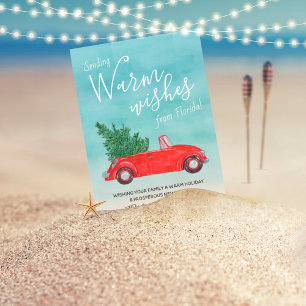 Vintage Weihnachtswünsche des Roten Autos Feiertagskarte