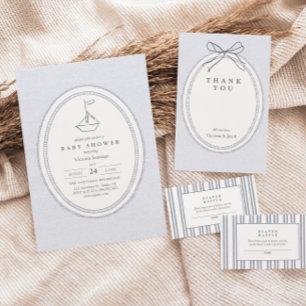 Moderne Vintage-Blaue Baby-Shower-Bücher für Babys Begleitkarte