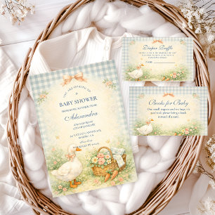 Pastell Silly Goose Farm Babyshower Einladung