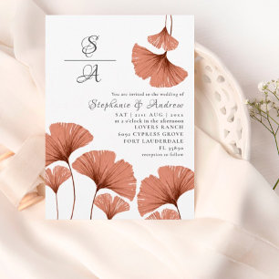 Terracotta Foliage Rose Gold Wedding Folieneinladung
