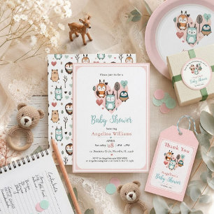 Waldtiere Baby Shower   Dankeskarte