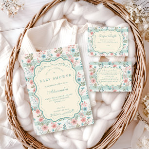 Viktorianisches Rosenlattice-Diaper-Raffle Begleitkarte