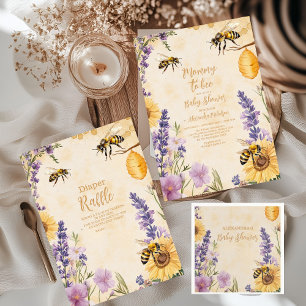 Mommy to Bee Floral Baby Shower Einladung