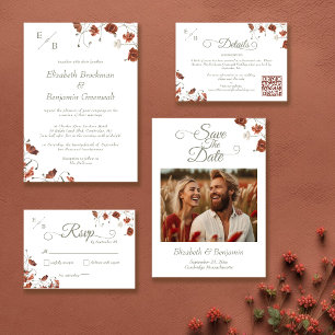 Elegant Terracotta Monogram Contemporary Wedding Einladung