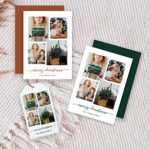 Frohe Weihnachten   Moderne vier FotoCollage Geschenkanhänger