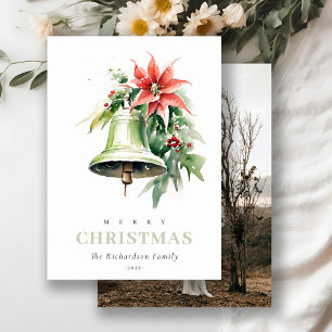 Christmas Bell Pine Poinsettia Foto Keramik Ornament