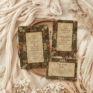 Hochzeit mit Vintage-Botanik-Laubwerk Dankeskarte