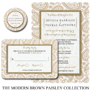 The Modern Paisley Wedding Collection - Brown Einladung