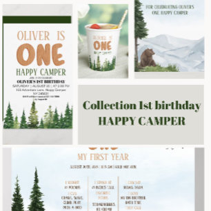 Happy Camper Forest First Birthday Paper Plate Pappteller