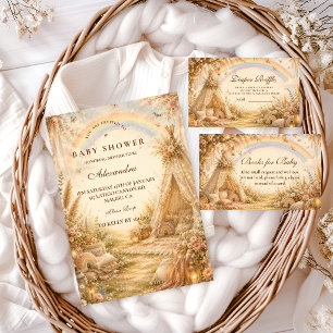 Verzauberte Regenbogen-Boho-Baby-Party Einladung