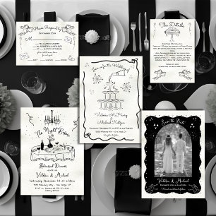 Handgezeichnet die Nacht vor der Probe Abendessen Einladung