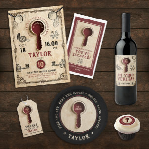 Cooles Retro Vintag Burgund Escape Room Adventure Serviette