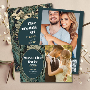 qr code Vintag florale Art Nouveau Wedding Begleitkarte