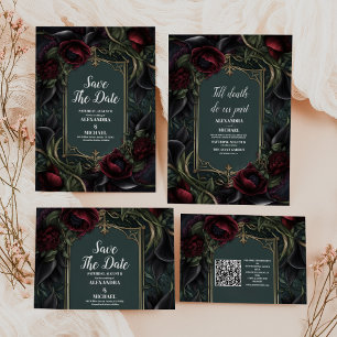 Rote Rosen Gothic Halloween Hochzeit Save The Date