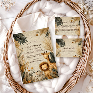 Neutrale Safari-Wald-Babyparty Einladung