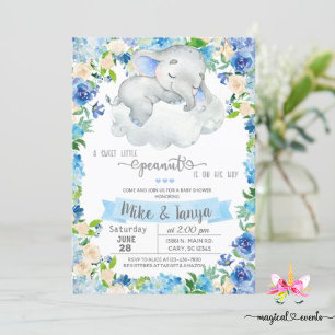 Baby Elefant & Cloud Junge Baby Dusche Einladung. Einladung