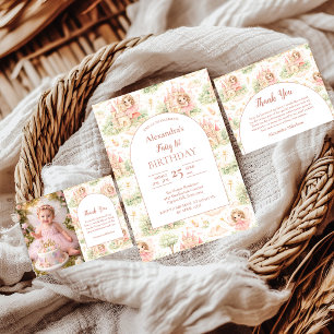 Foto Süße Fee Erstes Geburtstagsmädchen Dankeskarte