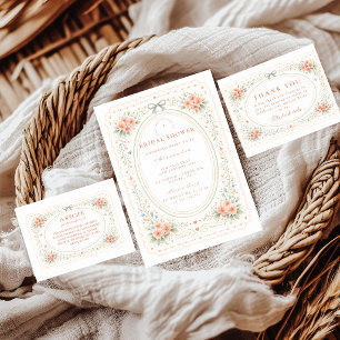 Elegante Florale Hochzeitsdusche im Volkston Dankeskarte