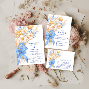 Pastell-Wildblumen-Bogen-Hochzeit Einladung