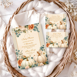 Rustic Pumpkin Floral Baby Dusche Einladung