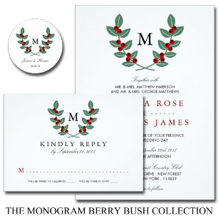 Die Monogram Berry Bush Wedding Collection Einladung