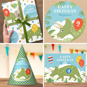 Niedliche Geburtstag Dinosaur Triceratops Individu Einladung