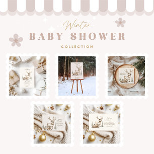 Rustikales Rentier Winter Baby Duschdiapper Raffle Begleitkarte